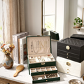 3-Tier Jewelry Box, Padded Lid and Gold Lock - view 2
