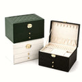 Coffret à bijoux 3 niveaux, couvercle capitonné et serrure dorée - vue 1