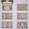 Coffret à bijoux 6 niveaux, effet cuir noir et poignées dorées - vue 6