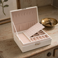 Coffret à bijoux compact avec serrure, effet cuir et intérieur velours - vue 5
