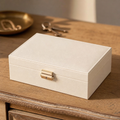 Coffret à bijoux compact avec serrure, effet cuir et intérieur velours - vue 4