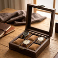 Coffret carré à montres en bois, 6 emplacements style horloger - vue 6