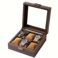 Coffret carré à montres en bois, 6 emplacements style horloger - vue 1