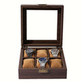 Coffret carré à montres en bois, 6 emplacements style horloger - vue 4