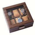 Coffret carré à montres en bois, 6 emplacements style horloger - vue 5