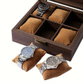 Coffret carré à montres en bois, 6 emplacements style horloger - vue 3