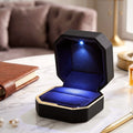 Écrin à bague LED octogonal, liseré doré, plusieurs coloris - vue 4