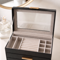 6-Tier Jewelry Box, Black Leather-Effect with Gold Handles - view 4
